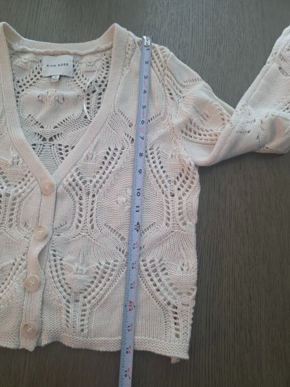 Pink Rose 2 Piece Embroidered Cardigan Open Knit Sweater Tank Set S EUC - Picture 13 of 13